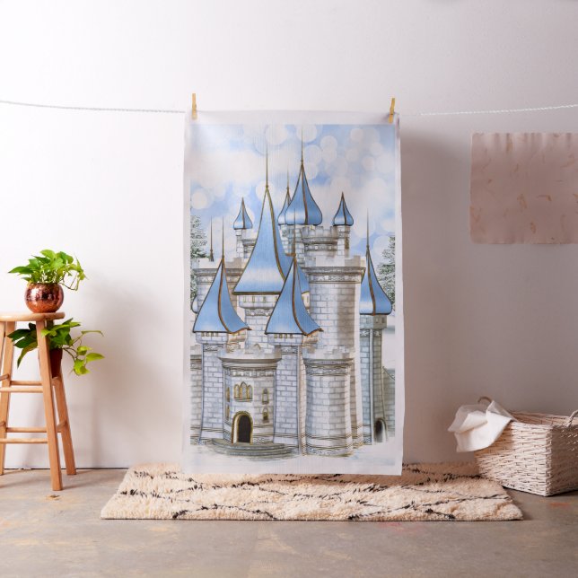 Baby Blue Gold Castle Photo Booth Backdrop (In Situ)
