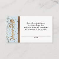 Baby Blue Gold Confetti Diaper Raffle Ticket Cards