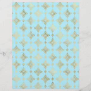 Baby Blue & Gold Two Pattern Scrapbook Paper