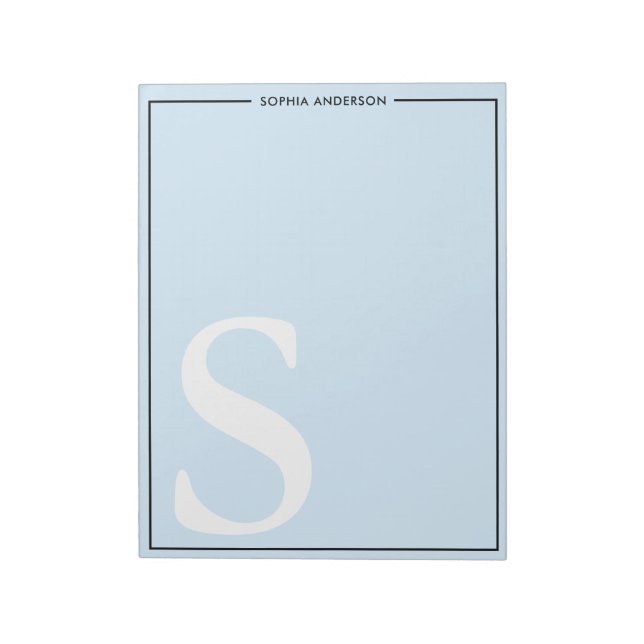 Baby Blue Graphic Monogram Personalised Name Notepad (Rotated)