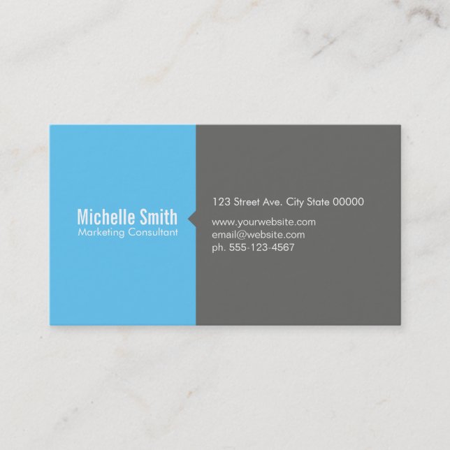 Baby Blue & Grey Business Card (Front)