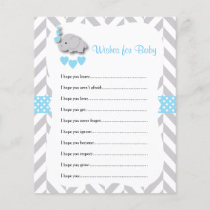 Baby Blue & Grey Elephant Baby Shower - Wishes Flyer