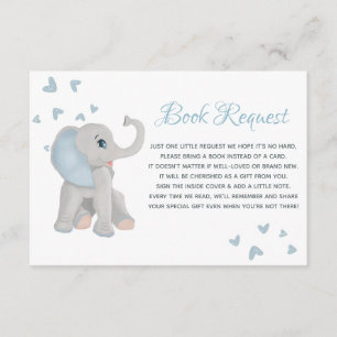 Baby Blue Grey Elephant Watercolor Book Request Enclosure Card
