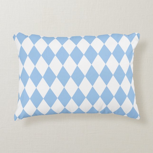 Baby Blue Harlequin Decorative Cushion (Front)
