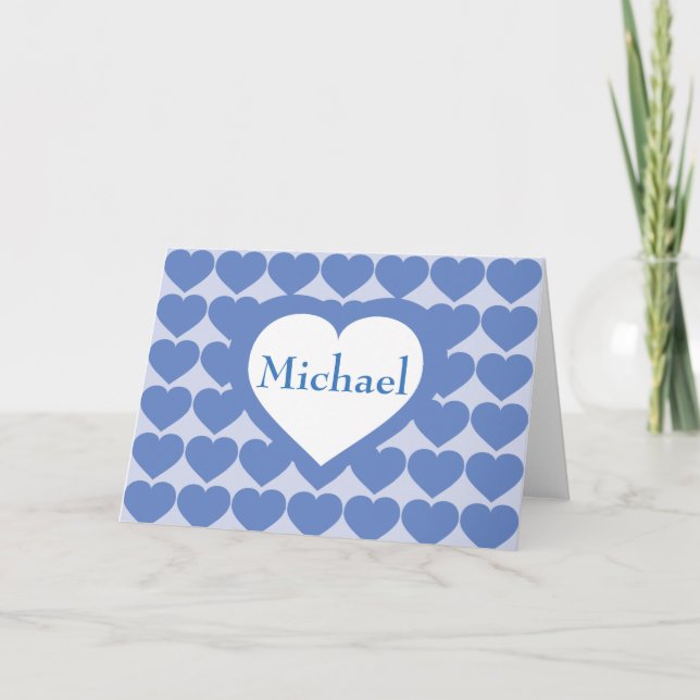 Baby Blue Hearts - Personalised Thank You Card (Front)