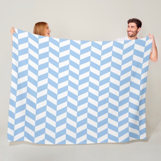 Baby Blue Herringbone Fleece Blanket (In Situ)