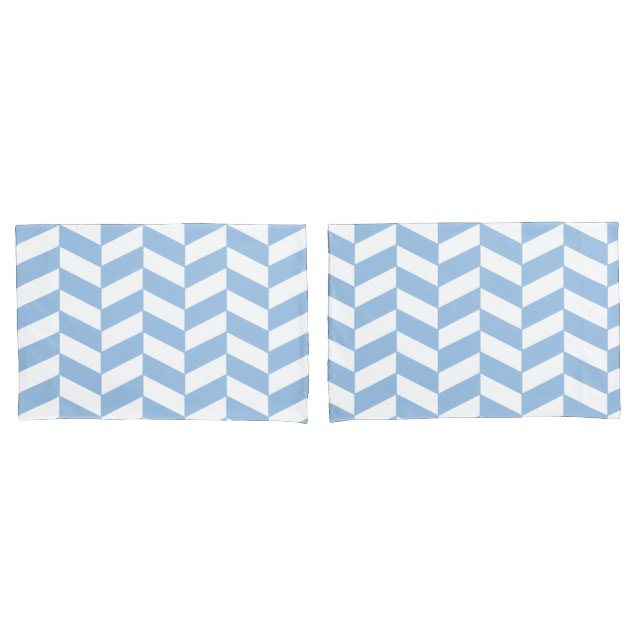 Baby Blue Herringbone Pillowcase (Front-Set)