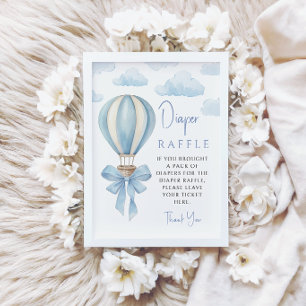 Baby Blue Hot Air Balloon Diaper Raffle Boy Shower Invitation