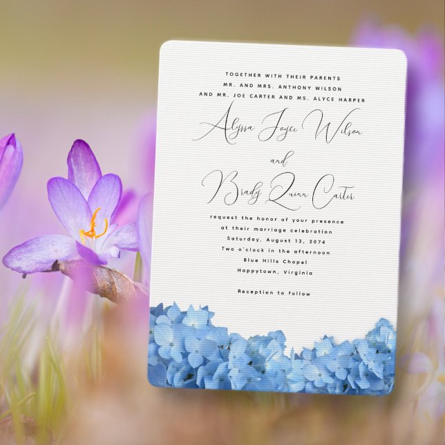 Baby Blue Hydrangea Custom Wedding Invitations (Creator Uploaded)