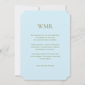 Baby Blue Initials Boy Birth Announcement