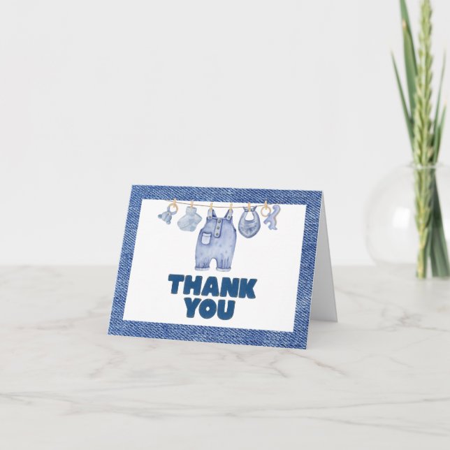 Baby Blue Jean Baby Shower  Thank You Card (Front)