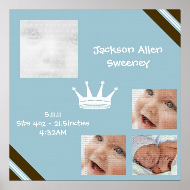 Baby Blue King Collage Framed Wall Art (Front)