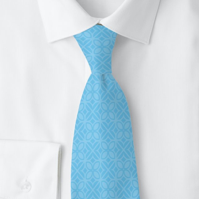 Baby Blue Leaves & Lines Tie (Creator Uploaded)