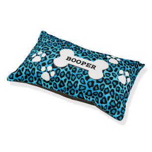 Baby Blue Leopard Animal Print  Pet Bed