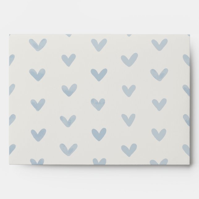 Baby Blue Love Hearts Pattern Offwhite Envelope (Front)