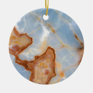 Baby Blue Marble with Rusty Veining Ceramic Tree Decoration