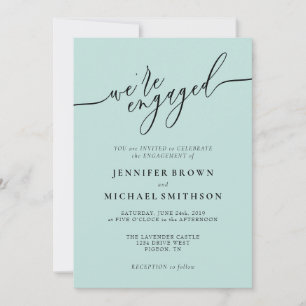 Baby Blue Minimal Modern Engagement Invitation