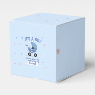 Baby Blue Minimalist Boy Baby Shower Invitation Favour Box