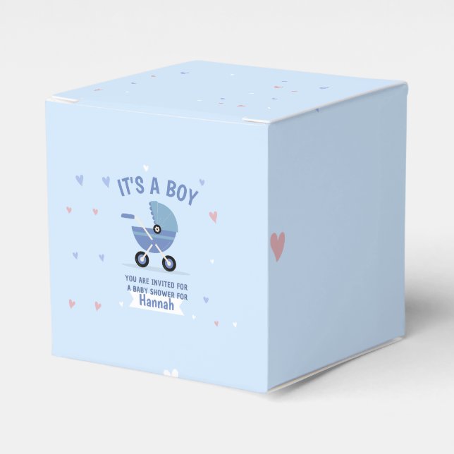 Baby Blue Minimalist Boy Baby Shower Invitation Favour Box (Front Side)