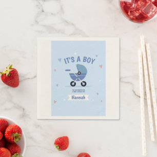 Baby Blue Minimalist Boy Baby Shower Invitation Napkin