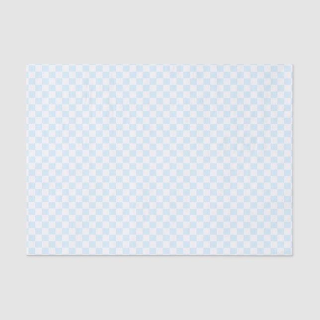 Baby Blue Modern Check Squares Pattern Gift Wrap Tissue Paper (Front)