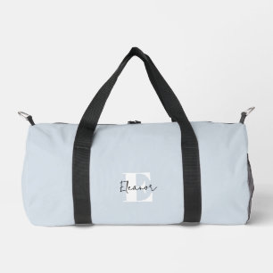 Baby Blue Modern Minimalist Monogrammed Duffle Bag