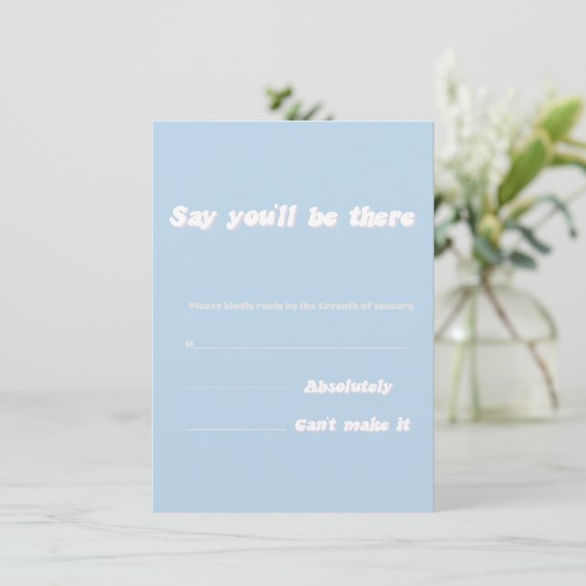 Baby Blue Modern Wedding Enclosure Card (Standing Front)