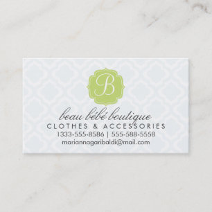 Baby Blue Moroccan Trellis Quatrefoil Personalised Business Card