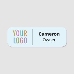 Baby Blue Name Tag Business Logo Rounded Corners