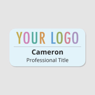 Baby Blue Name Tag Custom Logo Rounded Corners