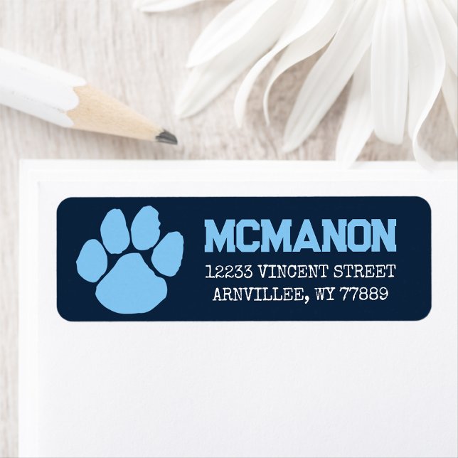 Baby Blue & Navy Graduation Return Address Labels (Creator Uploaded)