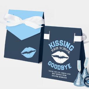 Baby Blue & Navy Kissing School Goodbye Graduation Favour Box