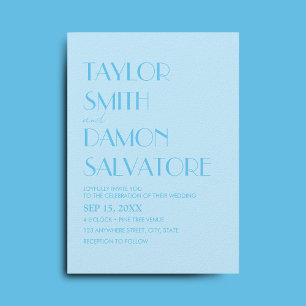 Baby Blue Ocean Bold Retro Wedding Invitation