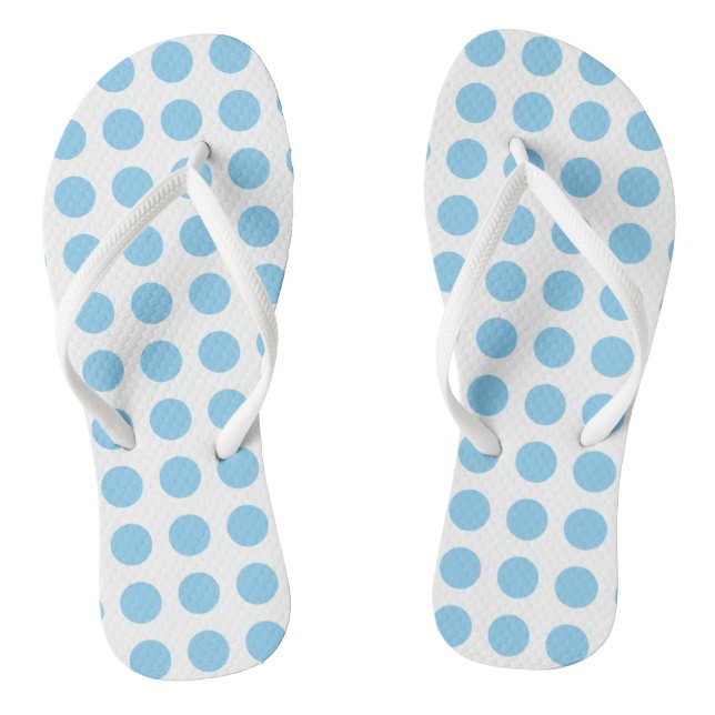 Baby blue on White Large Horizontal Polka Dots Jandals (Footbed)