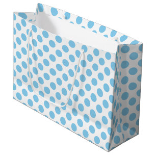 Baby Blue on White Large Size Polka Dots Large Gift Bag