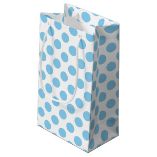 Baby Blue on White Large Size Polka Dots Small Gift Bag