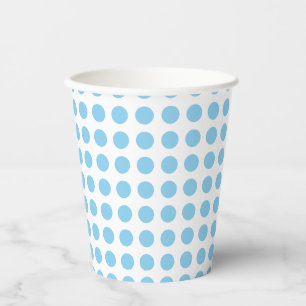 Baby Blue on White Medium Size Horiz. Polka Dots Paper Cups