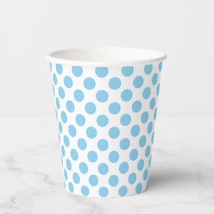 Baby Blue on White Medium Size Polka Dots Paper Cups