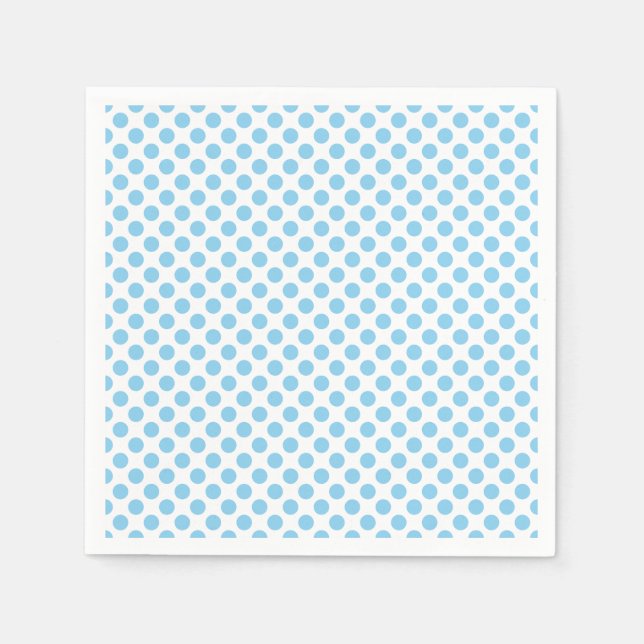 Baby Blue on White Medium Size Polka Dots Paper Napkin (Front)