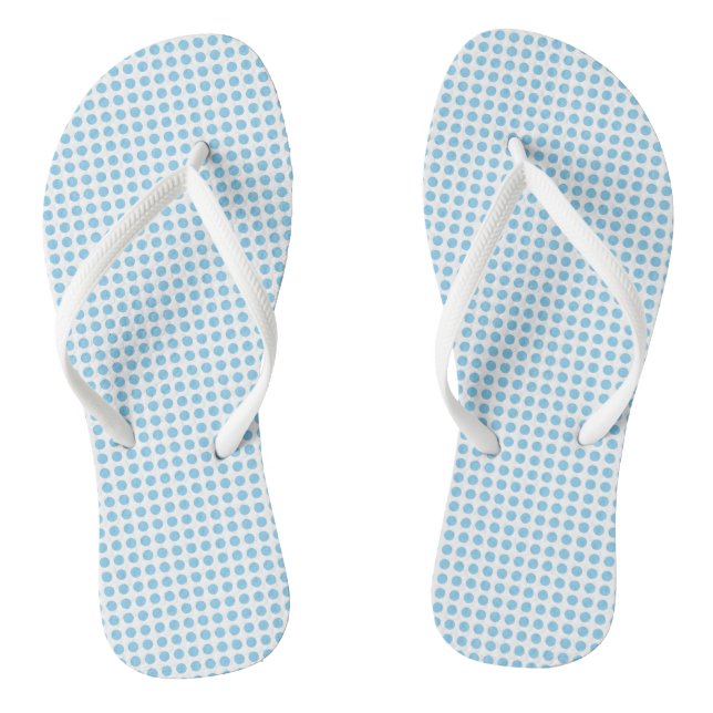 Baby blue on White Small Horizontal Polka Dots Jandals (Footbed)