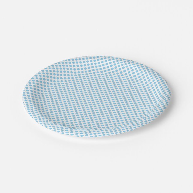 Baby Blue on White Small Size Polka Dots Paper Plate (Angled)