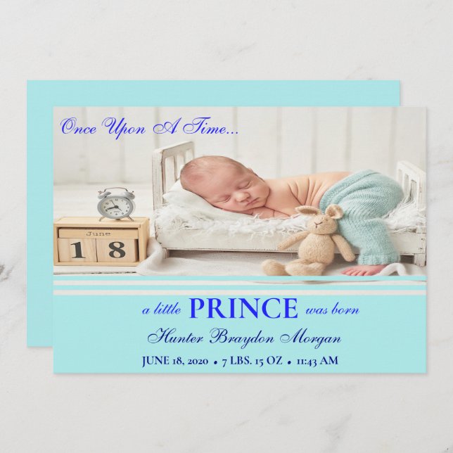Baby Blue Overlay Birth Announcement (Front/Back)