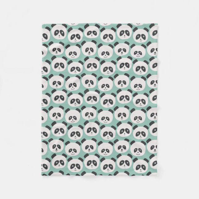 Baby Blue Panda Bear Fleece Blanket (Front)