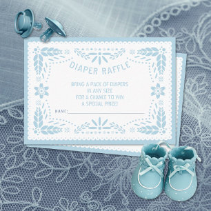 Baby blue papel picado Baby Shower Diaper Raffle Enclosure Card