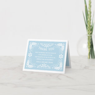 Baby blue papel picado Mexican style Baby Shower Thank You Card