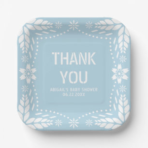 Baby blue papel picado Thank You Baby Girl Shower Paper Plate