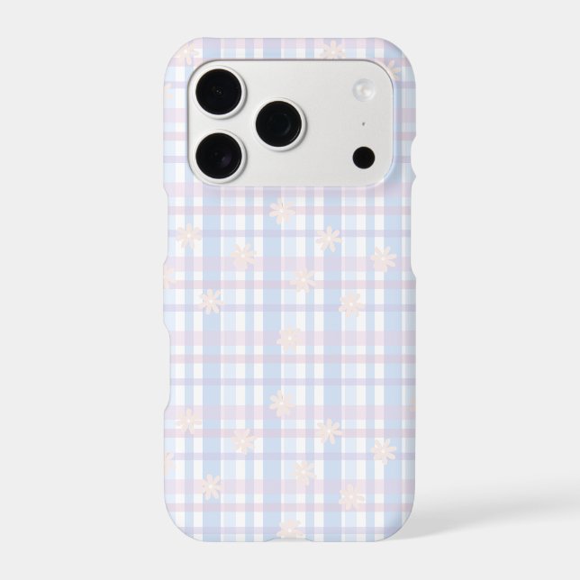 Baby Blue Pastel Plaid Phone Case (Back)