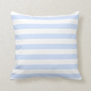Baby Blue Pastel & White Lines Pattern Cushion