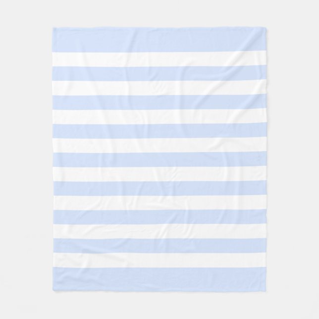 Baby Blue Pastel & White Lines Pattern Fleece Blanket (Front)