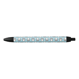 Baby Blue Penguin Pattern Black Ink Pen